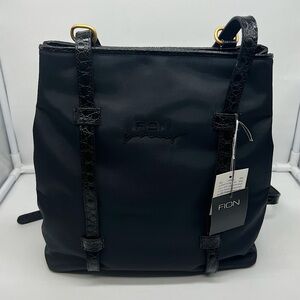 NWT FION YOUNG Vintage Hong Kong Hunter Black Nylon Leather Trim Backpack